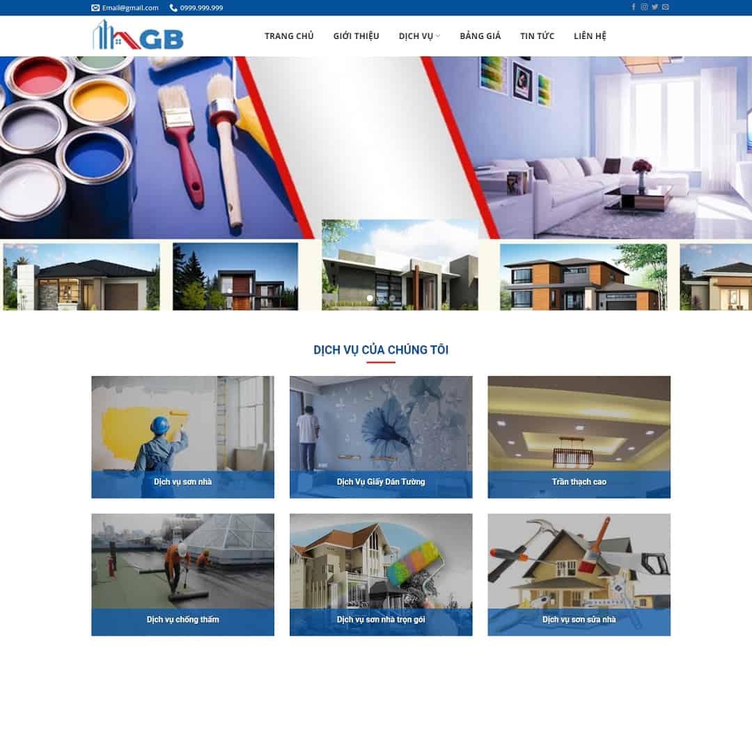 Theme WordPress dịch vụ sơn nhà, sửa nhà