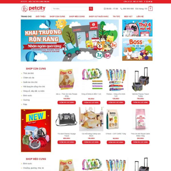 Theme WordPress bán đồ chơi, thực phẩm thú cưng