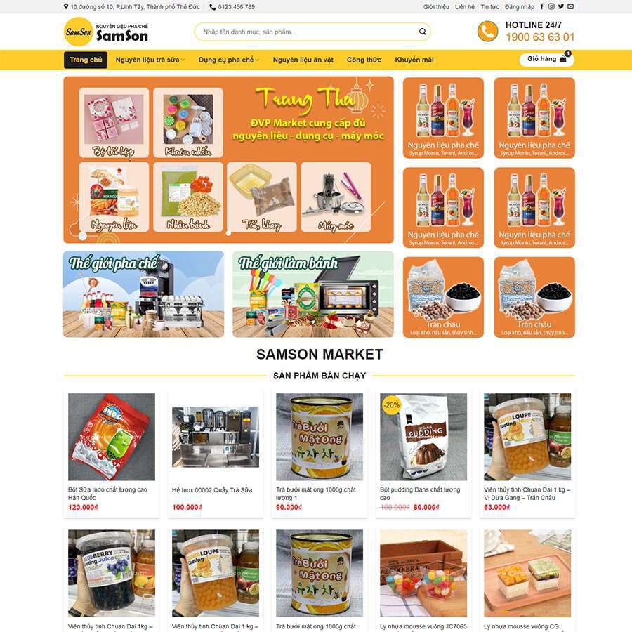 Theme wordpress bán nguyên liệu trà sữa