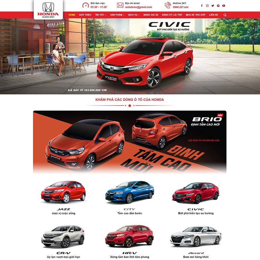 Theme WordPress bán ô tô Honda 03