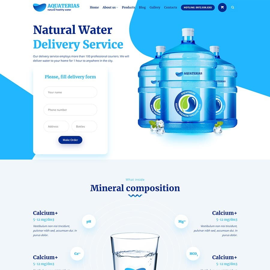 Theme WordPress công ty nước tinh khiết đóng chai