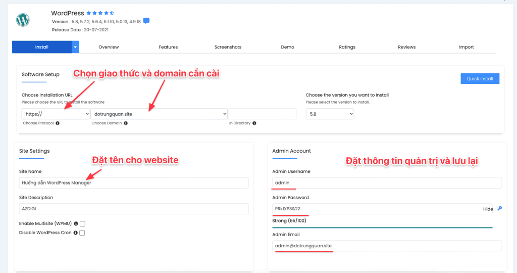 Hướng dẫn cài đặt nhanh WordPress với Softaculous trên cPanel