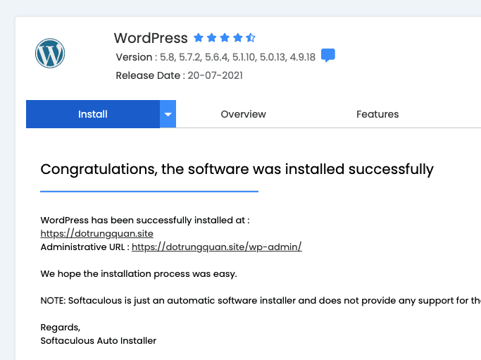 Hướng dẫn cài đặt nhanh WordPress với Softaculous trên cPanel