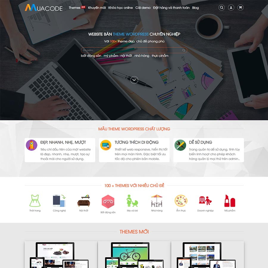 Theme WordPress web mua bán theme